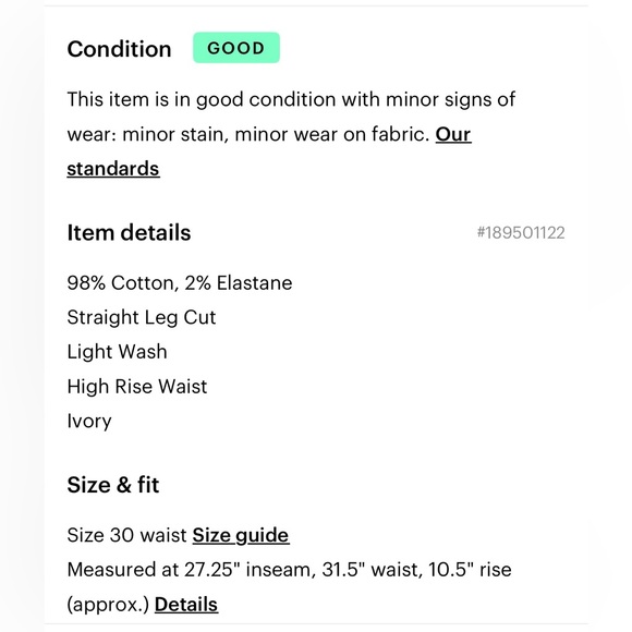 Kate Spade white Straight Leg Jeans size 30 - Picture 5 of 5